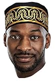 Dupsie's African Black Kufi Hat with Gold Embroidery