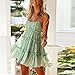 Leadmall Women’s Pleated Sundress – Ladies Spaghetti Strap Tiered Mini Swing Skater Dresses – Tie Shoulder Dressesthumb 2