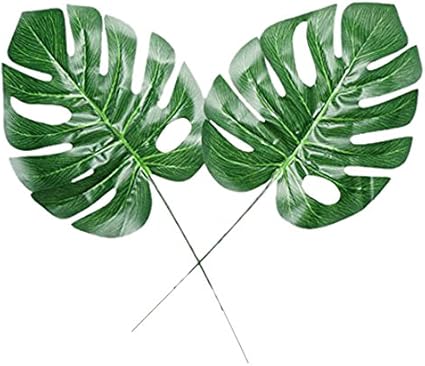 Amazon Com Zxsweet Fake Faux Artificial Tropical Palm Leaves For Home Kitchen Party Decorations Or Handcrafts 18 Counts Green Arts Crafts Sewing