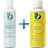 Anti-Dandruff Shampoo and Conditioner for Hair Loss + Thinning Hair - Natural Hair Care Set - Anti Breakage Volumizing Formula - Prevent Hair Loss - Promote Hair Growth - Sulfate Free for Men + Women