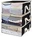 Stackable Clothes Storage Organizer for Closet Large Capacity Blanket Storage Bags with Two Reinforced Handles, for Bedding, Sheet, Pillow, 3 Packs, Black