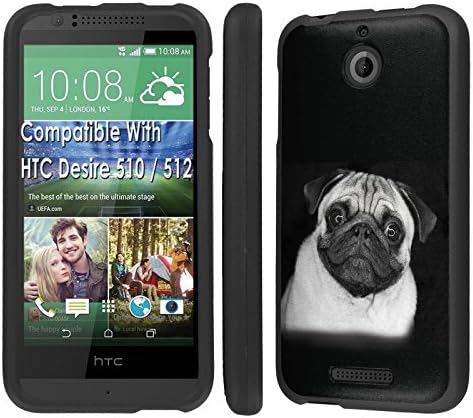Htc Desire 510 / 512 Case, [NakedShield] [Black] Total Armor Protection Case - [Pug in Black and White] for Htc Desire 510 / 512