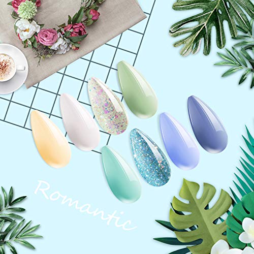 ab gel Valentine's Day Series Colors Set - UV LED Soak Off Gel Polish Kit 8 Colors Yellow Oat Avocado Green Blue Manicure Kit Holiday Gift Set