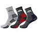 Airka Men's Hiking Socks 3 Pairs - Full Thickness Micro Crew for Trekking Mountaineering (Red+Blue+Grey)