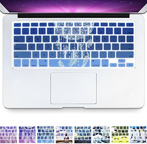 Funut MacBook Keyboard Cover Dust-Proof Silicone Keyboard Protector for MacBook Pro 13 15 17 with or Without Retina Display, 2015 or Older Version iMac and Air 13, Dream Catcher Blue
