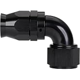 Podavelle 12AN PTFE Hose End Full Flow Fitting 90 Degree Elbow Swivel Aluminum Black