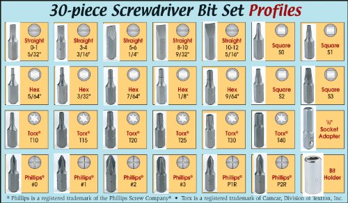 Steelex D2032 Magnetic Tip Screwdriver Bit Set, 30-Piece - Thumbnail 2