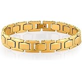 Urban Jewelry Men’s 18K Gold Plated Bracelet – Polished Pyramid Style, 8.3" Length, 11 mm Width, Scratch‑Resistant, Gift Box