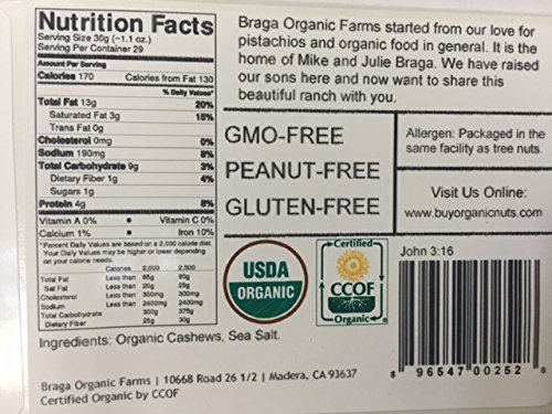 Braga Organic Farms Organic Roasted and Salted Cashews 2 lb. bag - Image 3