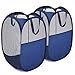 MaidMAX Pop-Up Laundry Clothes Hamper, Mesh Laundry Basket with 2 Handles Each, Collapsible, Blue, Set of 2
