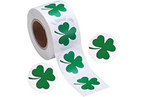 FURIMUK St. Patrick's Day Shamrock Sticker 500 Pcs , Green Day Roll Stickers Clover Seal Decals for St. Patrick's Day Party Decorations and Crafts Supplies.