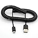 BSHTU 3M/9Ft Coiled USB to Micro USB Cable Spring Spiral USB 2.0 Male to Micro B Male Connector Data Synchronize and Charging Data Extension Cord