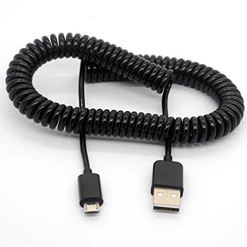 3M/9Ft Coiled USB to Micro USB Cable Spring Spiral USB 2.0 Male to Micro B Male Connector Data Synchronize and Charging Data Extension Cord