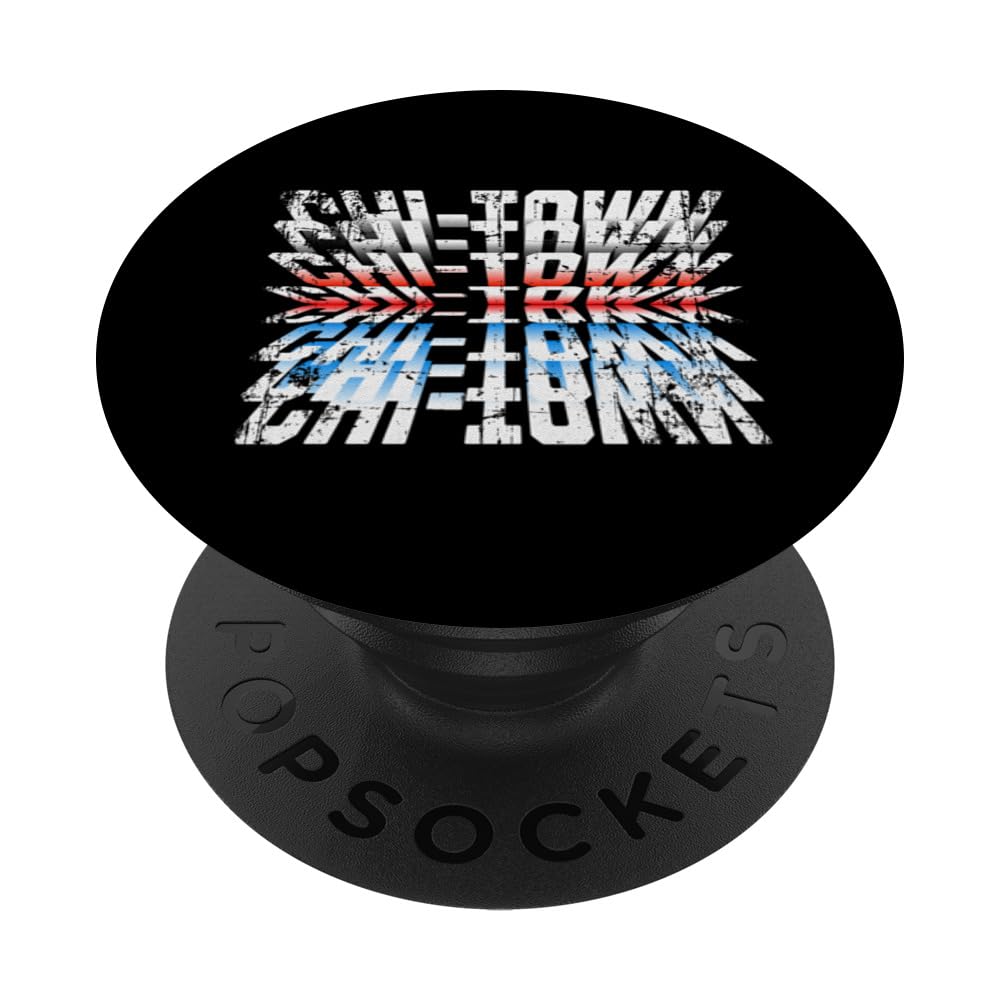 Chi-Town Chicago Vintage Flip Text Fade Flag Colors PopSockets Swappable PopGrip