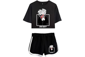 ChenRong MHA Crop Top and Shorts Himiko Toga Cosplay Shirt 2 Piece Outfits for Women Girls