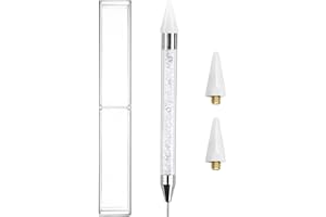 Erinde Rhinestone Picker Tool Diamond Gems Painting Pen Acrylic Crystal Beads Handle Rhinestones Applicator Dual-Ended Manicure Nail Art DIY Decoration Tool with 2 Extra Wax Tips (White)
