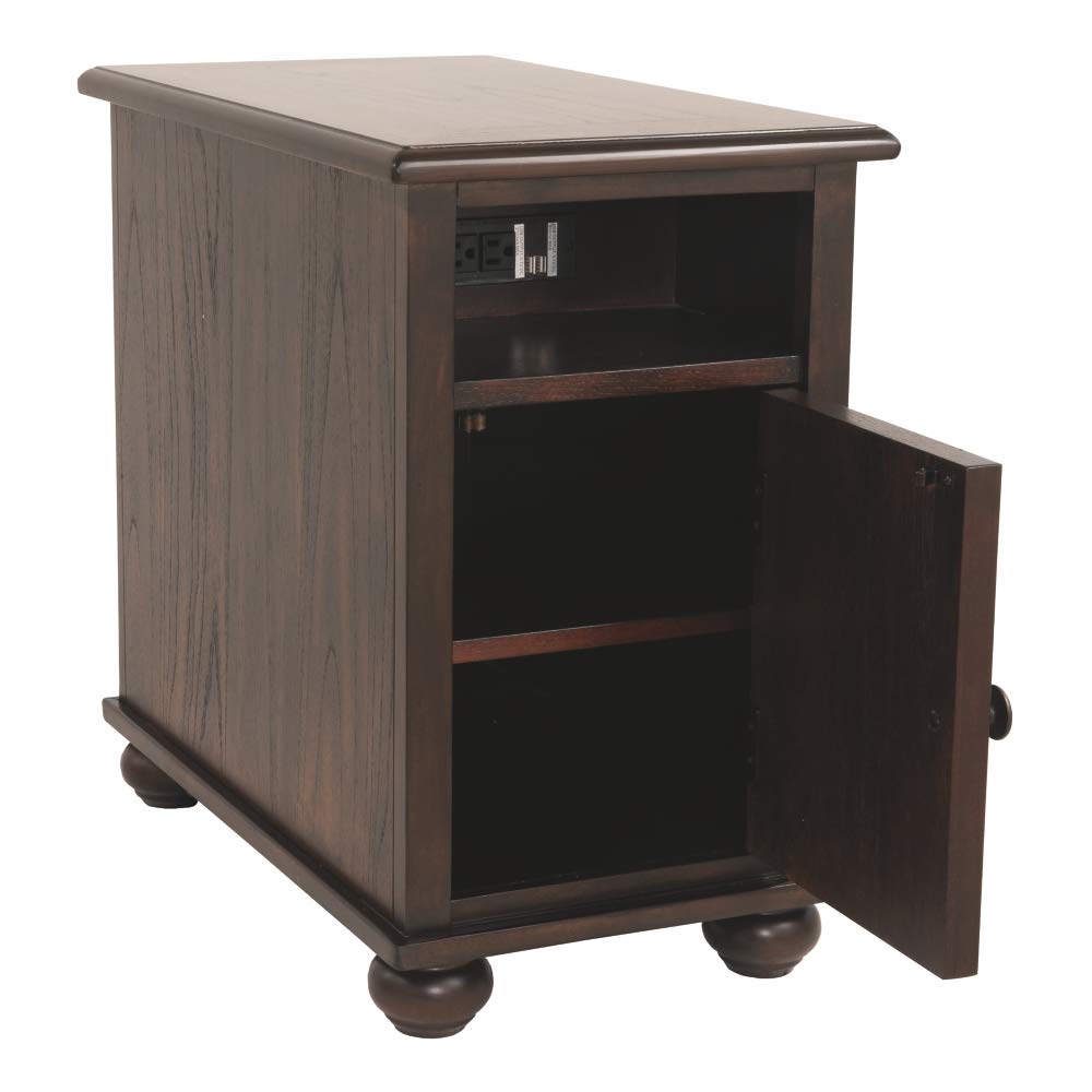 Ashley Furniture Signature Design - Barilanni Chair Side End Table with USB Ports - Dark Brown