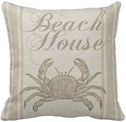 PocaBlife 18 x 18 Inches Beach House Crab Sandy Coastal Decor Soft Decorative Pillow Case Cover