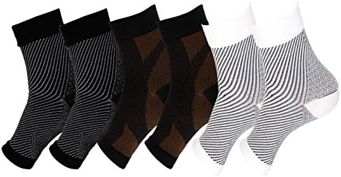 Plantar Fasciitis Compression Socks With Arch Support 6 Pairs for Men &amp; Women - Heel Arch Support/ Ankle Sock, Great for Hiking, Better feel than Copper Fit (L/XL, 3 Color)