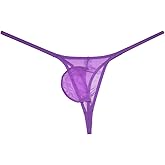 Jaxu Men's See-through Bulge Thong Underwear Sheer Mesh String Tangas Show Much T-back