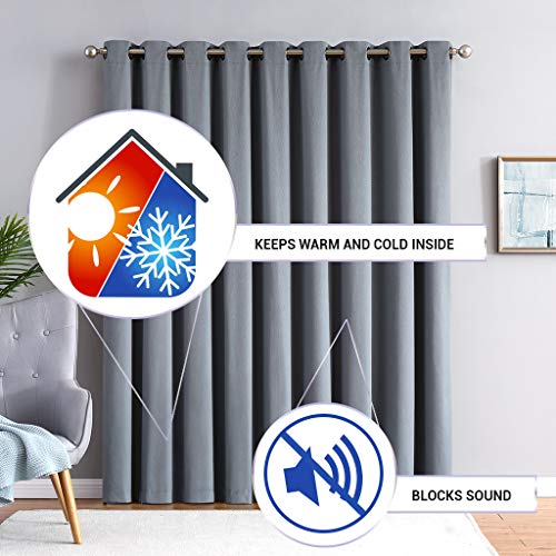 Madison - 100% Blackout Curtains - 84 Inch Long - Newly Innovated - Eco Friendly - Light Weight Fabric with Grommets - Heat and Light Blocking Drapes (1 Patio Panel 110" W x 84" Long, Dusty Blue) - Thumbnail 5