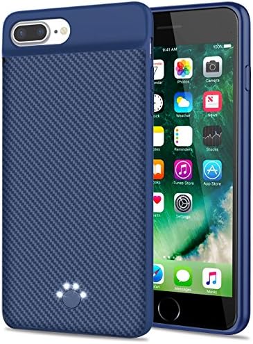 Emishine [Upgraded] iPhone 8 Plus/7 Plus Battery Case, 4000 mAh Ultra Slim Rechargeable External Battery Portable Power Charging Case for iPhone 8 Plus/7 Plus/6 Plus/6S Plus(5.5-Blue)