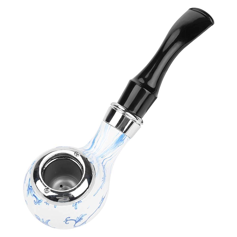 Photo 1 of BigBigMe Tobacco Pipe, Blue and White Smoking Pipe, Mini Tobacco Pipe Tobacco Durable Pipe Classic Retro Sailor Pipe Wood Pipe Accessories
