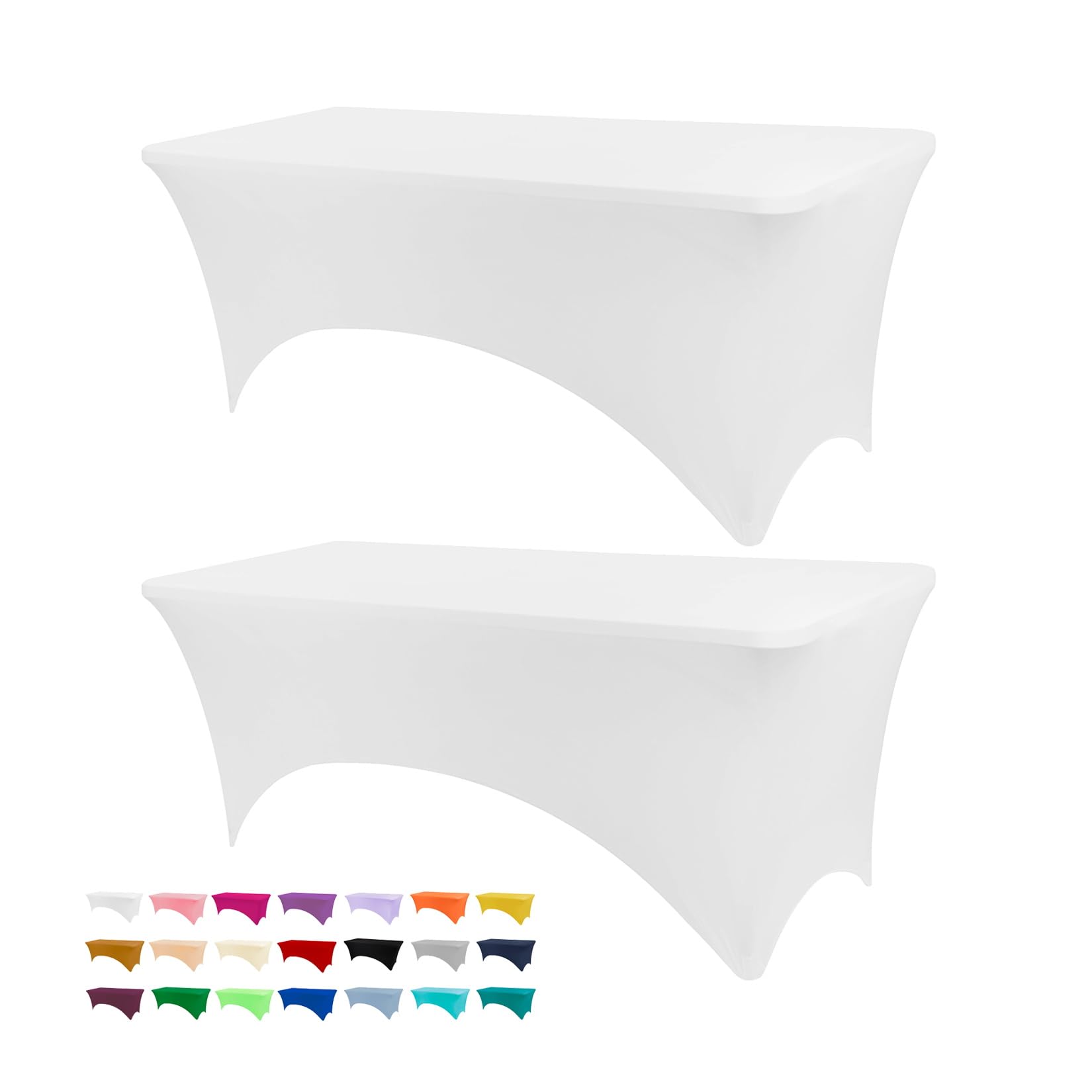 BDDC Spandex Table Cover, White Tablecloth 6FT, Fits Tables Size [183Lx76W x76H] cm, Washable and Wrinkle Resistant Stretch Rectangular Table Cover for Event, Wedding, Banquet & Parties — image 1