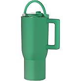 Barpertik 40 oz Tumbler with Handle Flip Straw,100% Leak Proof Water Bottle Coffee Tumbler Insulated Cup, Stainless Steel & Rubber Base,Travel Mug,BPA Free,Gifts for Women & Men,Sage,40 oz