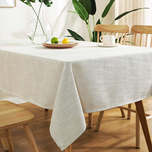 AmHoo Rectangle Heavy Weight Tablecloth Waterproof Cotton Linen Table Covers for Kictchen Dining Indoor and Outdoor Use 60Ã—104Inch Beige