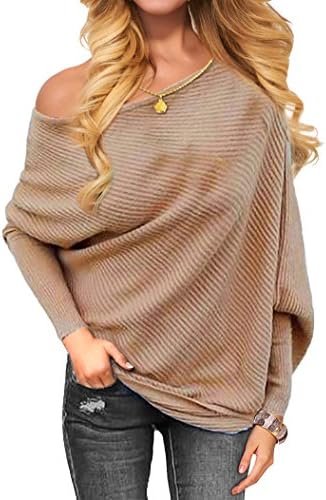 Othyroce Women's Off The Shoulder Sweater Pullover Sweaters Fashion Sweatshirts For Women Coffee,X-Large