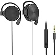 leqingchun Clip-on Headphones, subwoofer Stereo Wired Headphones, Compatible with 3.5mm Interface Device, with Microphone（Black）