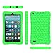 Fintie Silicone Case for All-New Amazon Fire 7 Tablet (7th Generation, 2017 Release) - [Honey Comb Upgraded Version] [Kids Friendly] Light Weight [Anti Slip] Shock Proof Protective Cover, Green