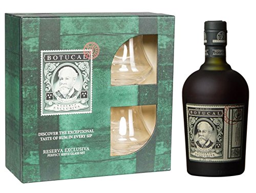 Botucal | Premium Rum Geschenk Box | Rum Reserva Exklsuiva + 2 Gläser gratis| 700ml | 40% vol. | 12 Jahre gereift in Pot…