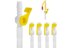 JDVBDNK 5 Packs Catheter Valve, Urine Drainage Catheter Valves, Comfortable Soft Silicone Extension Tubing Easy to Use Lever Tap with Smooth Edges Catheter Supplies Attaches to Leg Bags