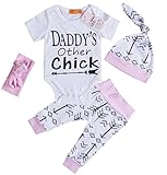 Newborn Girls Clothes Baby Romper Outfit Pants Set Long Sleeve Winter Clothing (0-6Months, Pink)