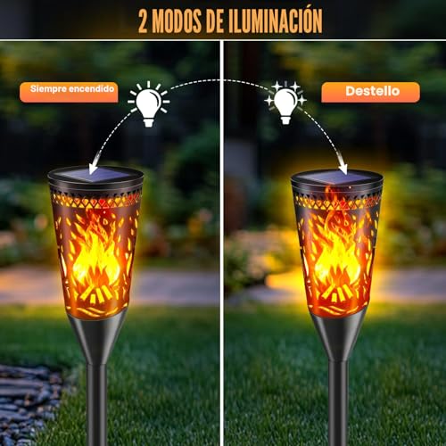 FIFlying Solar Torches Outdoor Garden, 10 Pieces, Solar Light Outdoor Garden with Realistic Flame Effect, Waterproof IP65, for Garden, Terrace, Lawn, Balcony, Path, Flowerbed