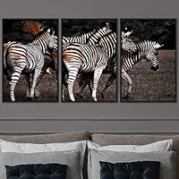 3 Piece Framed Canvas Wall Art Striped Party Animals Black and White Dramatic Modern Art for Living Room Bedroom - 16