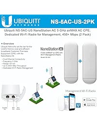 NanoStation AC NS 5AC US Airmax AC CPE de 5 GHz. Radio Wi Fi dedicada para administración de 450 + Mbps (2 unidades)