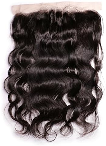 JK Hair Lace Frontal Closure Body Wave Remy with Baby Hair Bleached Knots 13X4 Brazilian Virgin Human Hair Lace Frontals Three Part 18 inches Natural Color