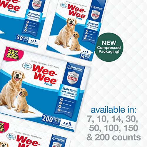 Four Paws Wee-Wee Superior Performance Unscented Pee Pads for Dogs & Puppies, Quilted Leak-Proof Dog Housebreaking Potty Training Floor Protection, 22" x 23", 200 Count