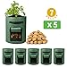 Delxo 5 Pack 7 Gallon Potato Growing Bags, Planter Garden Grow Bags with Flap, Double Layer Breathable Nonwoven Cloth for Planting,Vegetable,Tomato,Aeration Fabric Pots with Handles Green