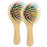 Beautyours Detangling Hairbrush Comb 2PCS set (Wet Dry, Protects the scalp, w/ Mirror) Wooden Hair Brushes Detangler Detangle Massage Anti-static Brush for Hair Tangle Women Fashion
