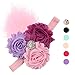 DZT1968(TM)Baby Girl Narrow Turban Headband Head Wrap Hair Band With Rhinestone Flower Feather