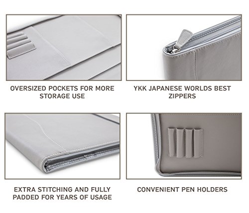 Professional leather Padfolios | Business Portfolio Document Organizer & Holder | Padfolio Case for Notepads, Pens, Phone, Documents, & Business Cards | Stylish black Portfolios Folders - Thumbnail 5