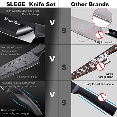 Knife Set, 16 Piece Kitchen Knives Set with Block, High Carbon