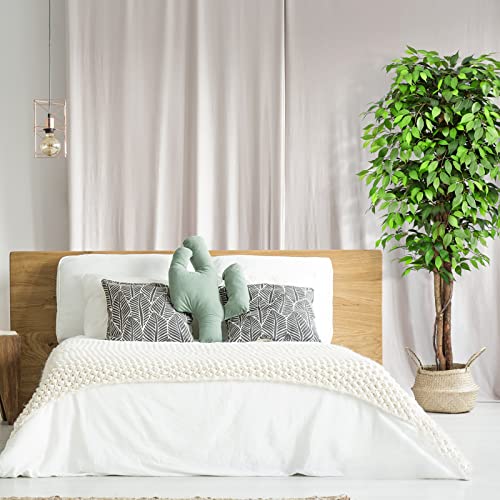 Keeplush Artificial Ficus Plants 210 cm High with Natural Wood Trunk, Artificial Tree with 1760 Leaves, Artificial Indoor for Living Room, Bedroom Decoration