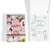 ‘OH HAPPY DAY’ Postcard Coloring Book, 30 Postcards 4X6, Elastic Closure- Greeting Cards Set Anti Stress Coloring Postcard Book Color Therapy Stationery Note Cards Set