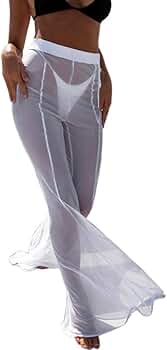 see through flared trousers