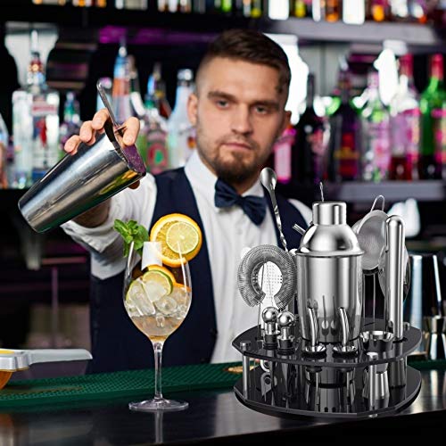 ISKETCH Cocktail-Shaker-Set, Barkeeper-Set mit 360 ° drehbarem Ständer, professioneller Martini-Getränke-Shaker aus… – Bild 8